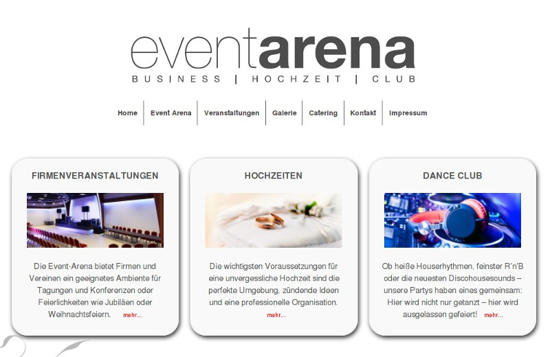Event Arena Remscheid neue Homepage